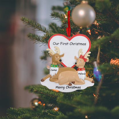 Our First Christmas Reindeer Couple Christmas Ornament