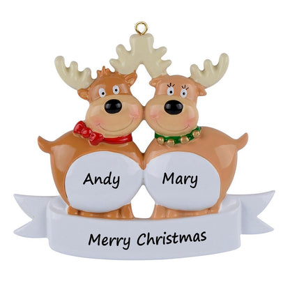 Personalized Reindeer Family of 2 Christmas Ornament