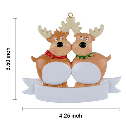 Personalized Reindeer Family of 2 Christmas Ornament