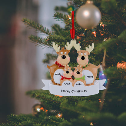 Personalized Reindeer Family of 4 Christmas Ornament