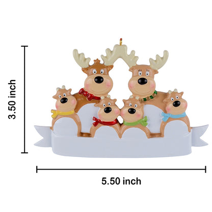 Personalized Reindeer Family of 6 Christmas Ornament