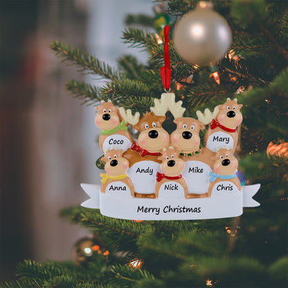 Personalized Reindeer Family of 7 Christmas Ornament