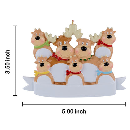 Personalized Reindeer Family of 7 Christmas Ornament