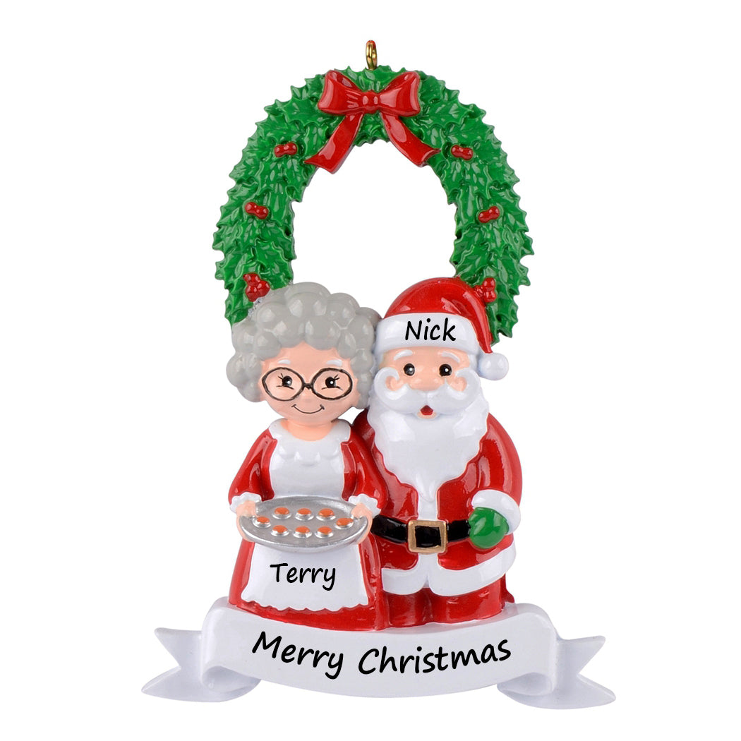 Personalized Santa and Mrs. Claus Family of 2 Christmas Ornament