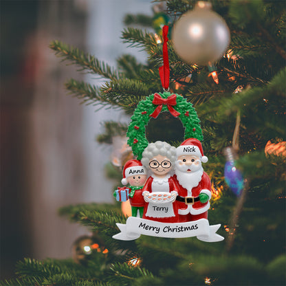 Personalized Santa and Mrs. Claus Family of 3 Christmas Ornament