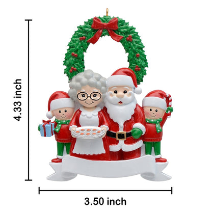 Personalized Santa and Mrs. Claus Family of 4 Christmas Ornament