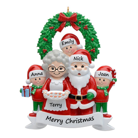 Personalized Santa and Mrs. Claus Family of 5 Christmas Ornament
