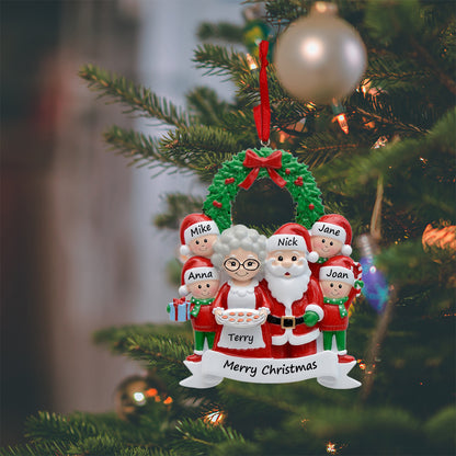 Personalized Santa and Mrs. Claus Family of 6 Christmas Ornament