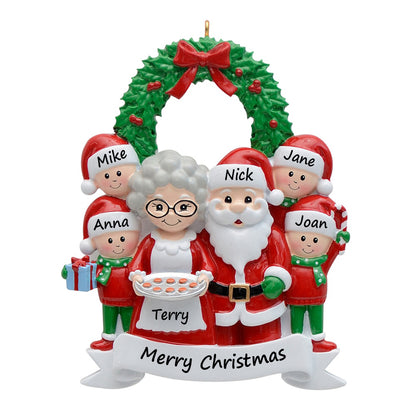 Personalized Santa and Mrs. Claus Family of 6 Christmas Ornament