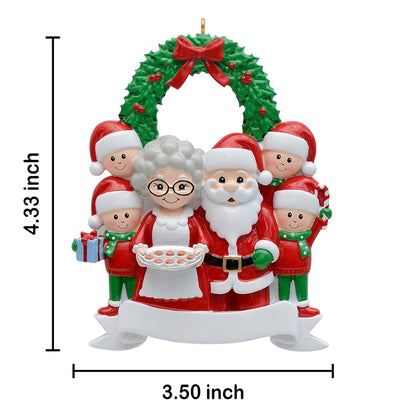 Personalized Santa and Mrs. Claus Family of 6 Christmas Ornament