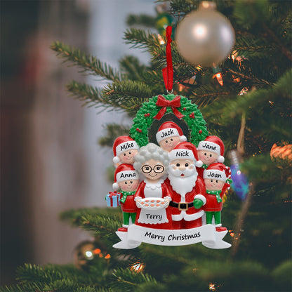 Personalized Santa and Mrs. Claus Family of 7 Christmas Ornament