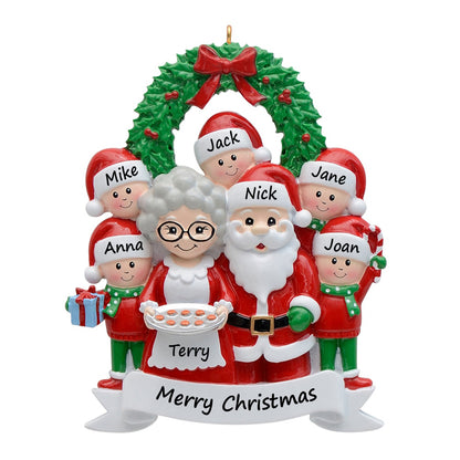 Personalized Santa and Mrs. Claus Family of 7 Christmas Ornament
