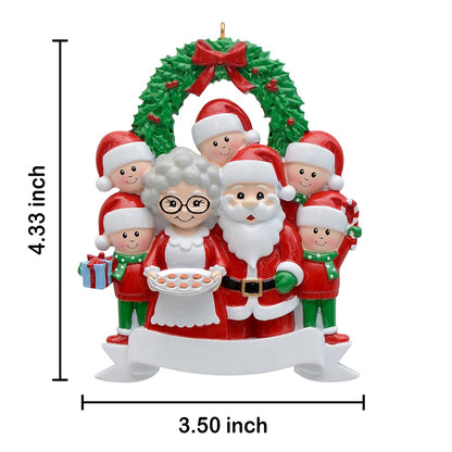 Personalized Santa and Mrs. Claus Family of 7 Christmas Ornament