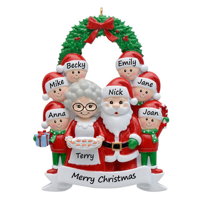 Personalized Santa and Mrs. Claus Family of 8 Christmas Ornament