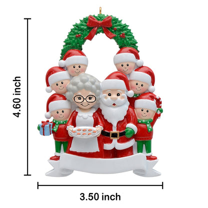 Personalized Santa and Mrs. Claus Family of 8 Christmas Ornament
