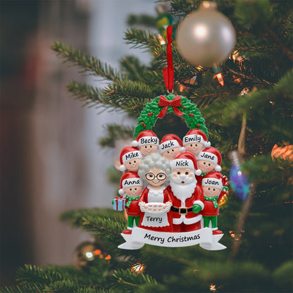 Personalized Santa and Mrs. Claus Family of 9 Christmas Ornament
