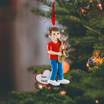 Personalized Saxophone Player Boy Ornament