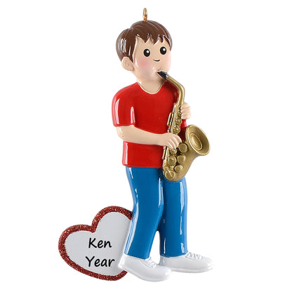 Personalized Saxophone Player Boy Ornament