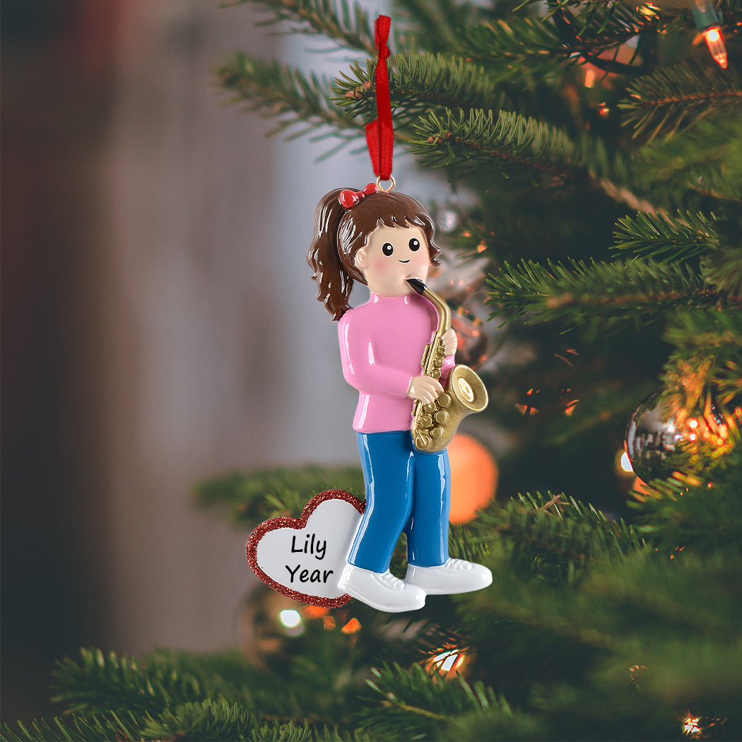 Personalized Saxophone Player Girl Ornament