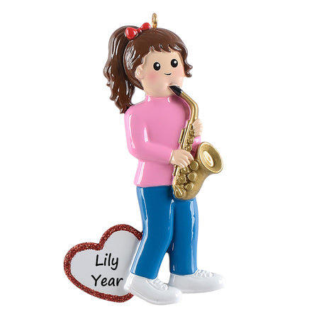Personalized Saxophone Player Girl Ornament