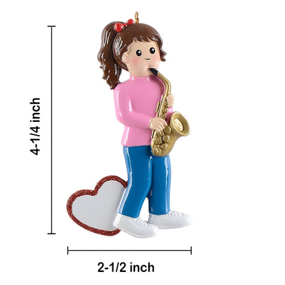 Personalized Saxophone Player Girl Ornament