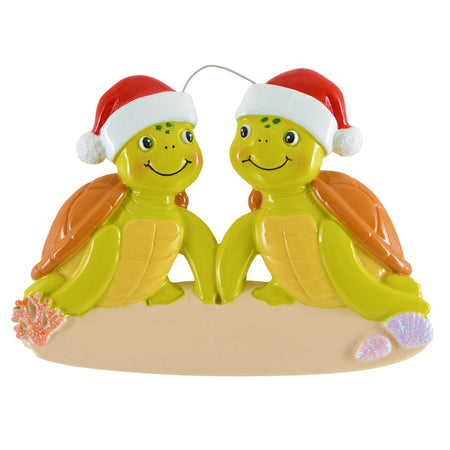 Personalized Sea Turtle Family of 2 Christmas Ornament
