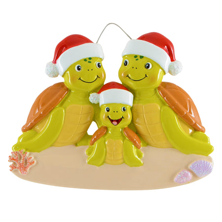 Personalized Sea Turtle Family of 3 Christmas Ornament