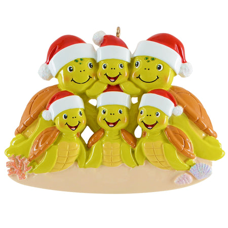 Personalized Sea Turtle Family of 6 Christmas Ornament
