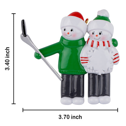 Personalized Selfie Snowman Family of 2 Christmas Ornament