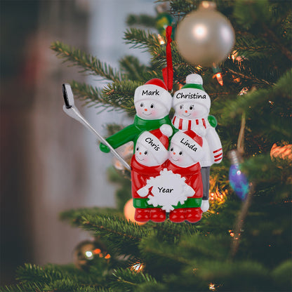 Personalized Selfie Snowman Family of 4 Christmas Ornament