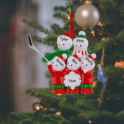 Personalized Selfie Snowman Family of 5 Christmas Ornament