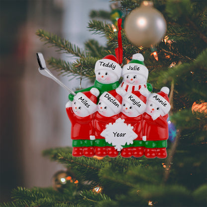 Personalized Selfie Snowman Family of 6 Christmas Ornament