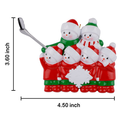 Personalized Selfie Snowman Family of 6 Christmas Ornament