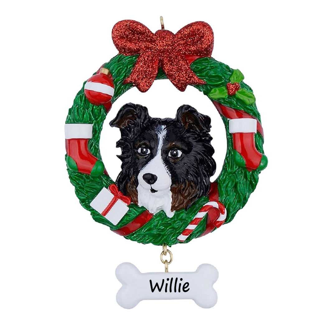 Personalized Shepherd Dog Christmas Wreath Ornament