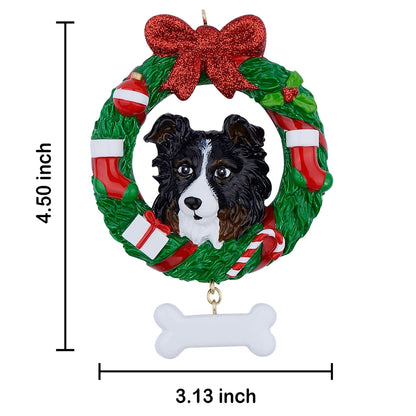 Personalized Shepherd Dog Christmas Wreath Ornament
