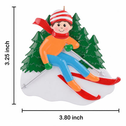 Personalized Skiing Boy Christmas Ornament