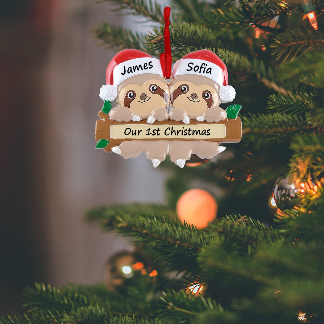 Personalized Sloth Family of 2 Ornament