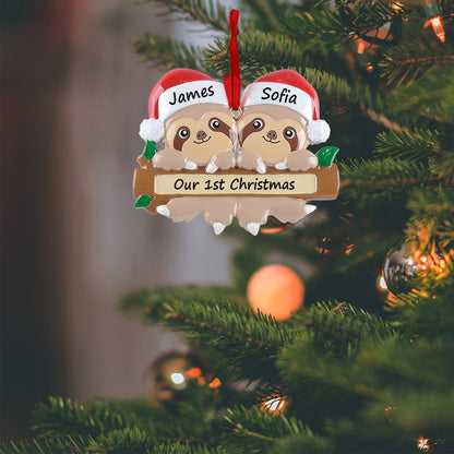 Personalized Sloth Family of 2 Ornament