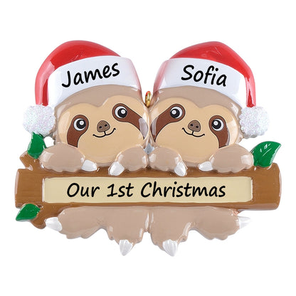 Personalized Sloth Family of 2 Ornament