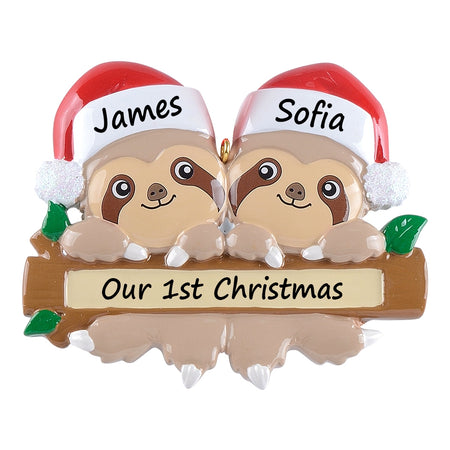 Personalized Sloth Family of 2 Ornament