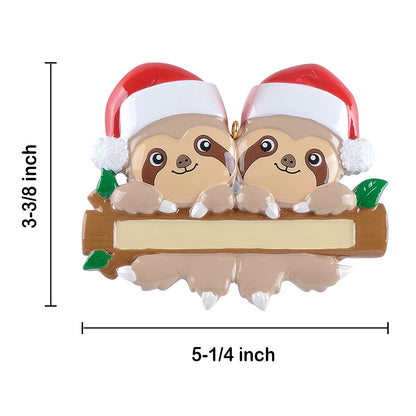 Personalized Sloth Family of 2 Ornament