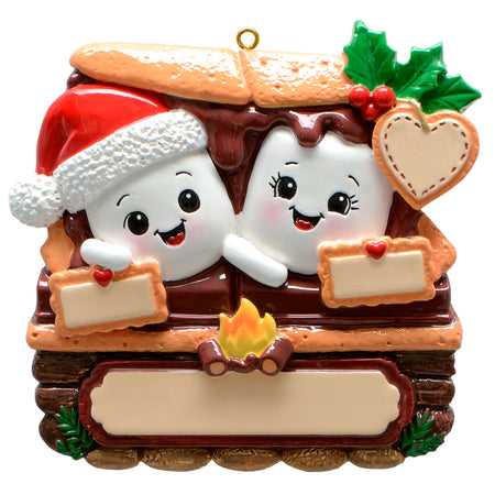 S'mores Family of 2 Christmas Ornament Personalized Campfire Gift