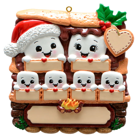 S'mores Family of 6 Christmas Ornament Personalized Campfire Gift