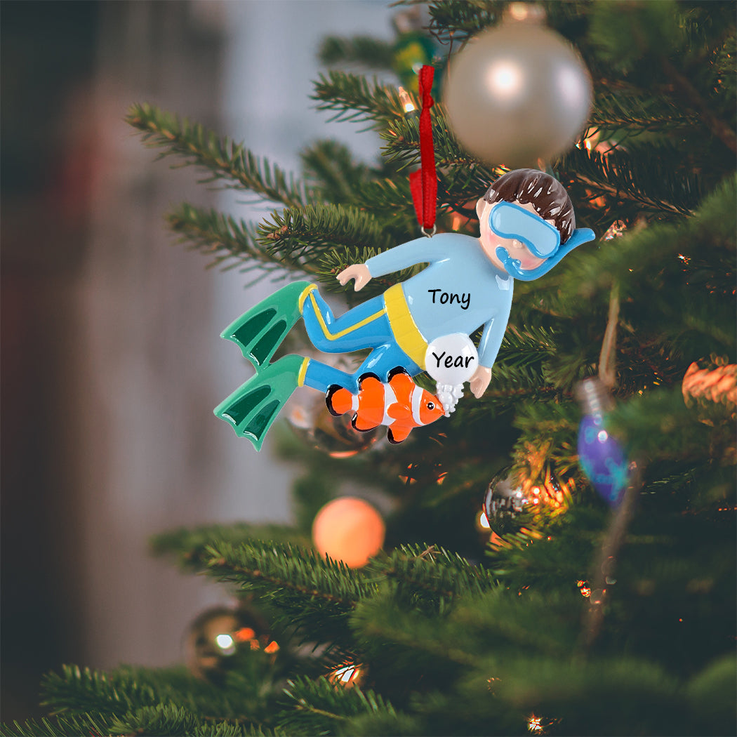 Personalized Snorkeling Boy Ornament