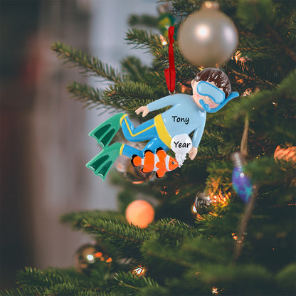 Personalized Snorkeling Boy Ornament
