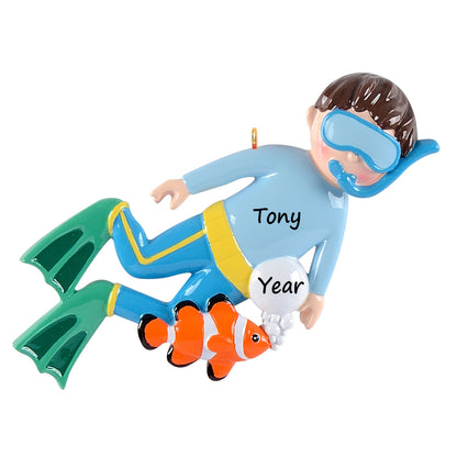 Personalized Snorkeling Boy Ornament