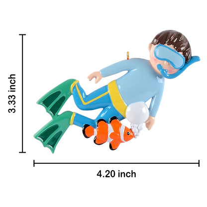 Personalized Snorkeling Boy Ornament