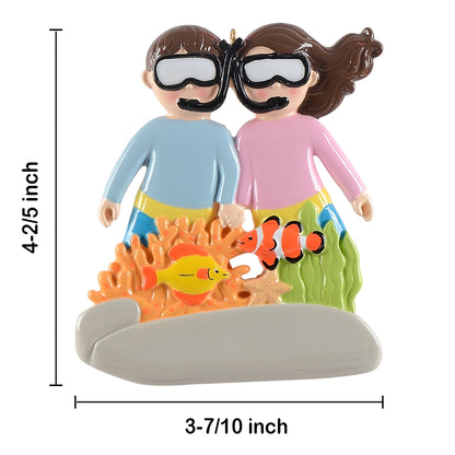 Snorkeling Couple Personalized Ornament