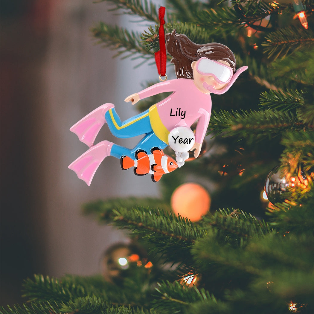 Personalized Snorkeling Girl Ornament