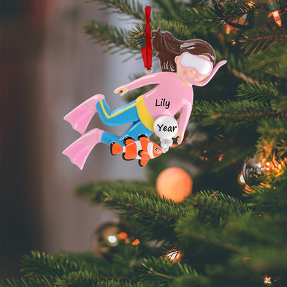 Personalized Snorkeling Girl Ornament